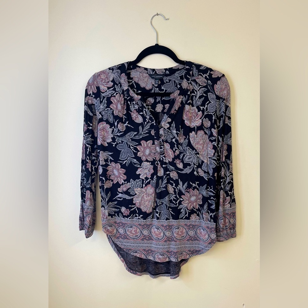 Lucky Brand Floral Tunic Top Size XS - Picture 3 of 7